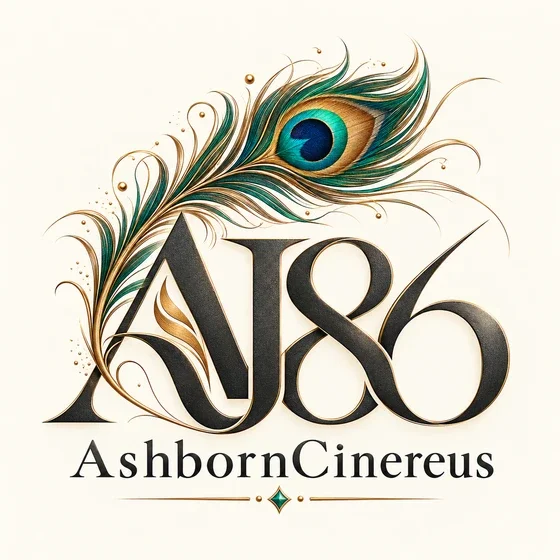 Logo AJ86 Ashborn86Cinereus dengan bulu merak